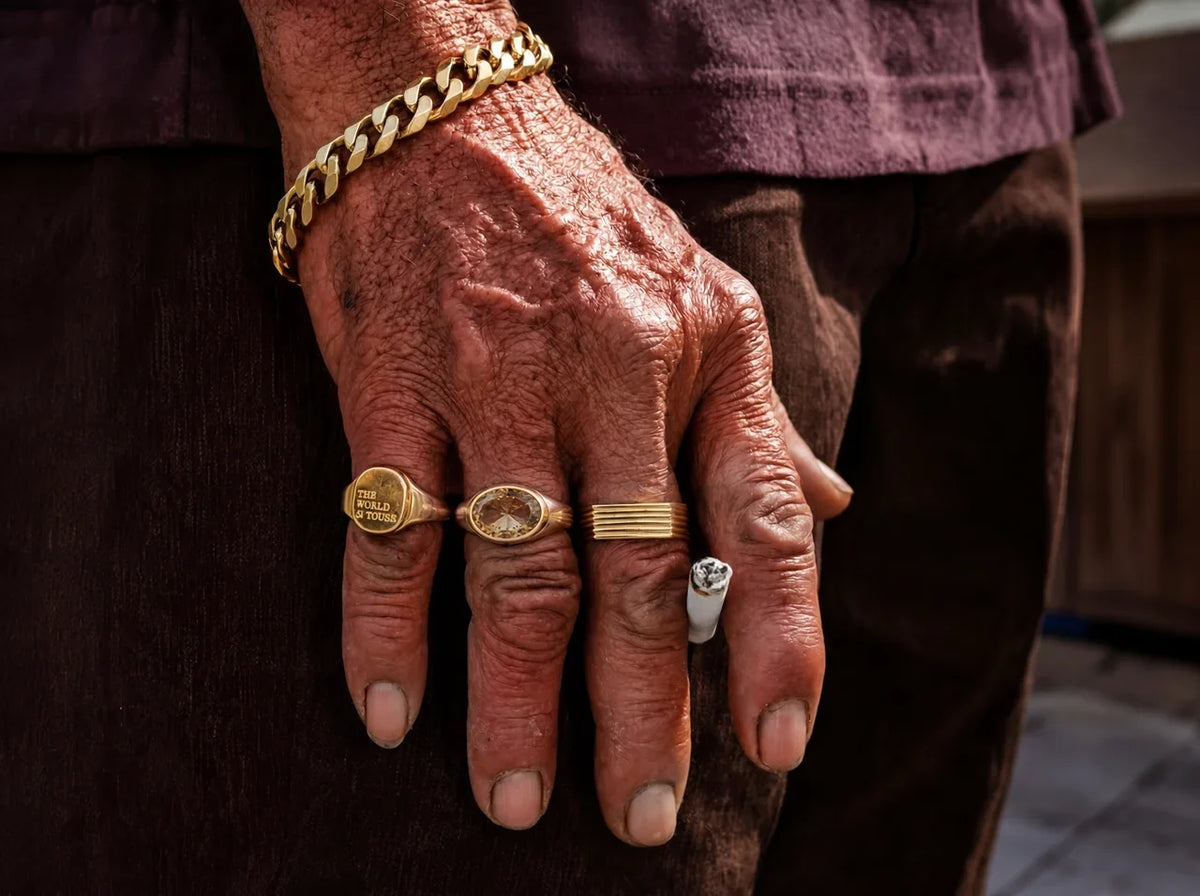 vintage style mens jewellery gold signet aged hand