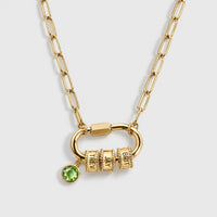 Carabiner Custom Name Birthstone Necklace