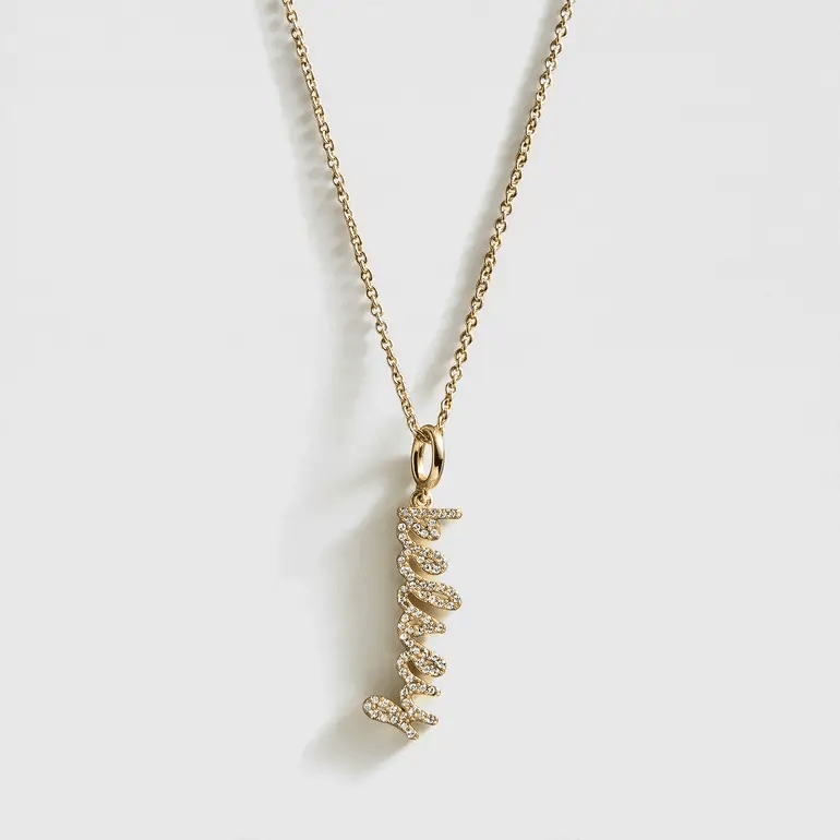 Pave Script Cluster Custom Name Necklace animated