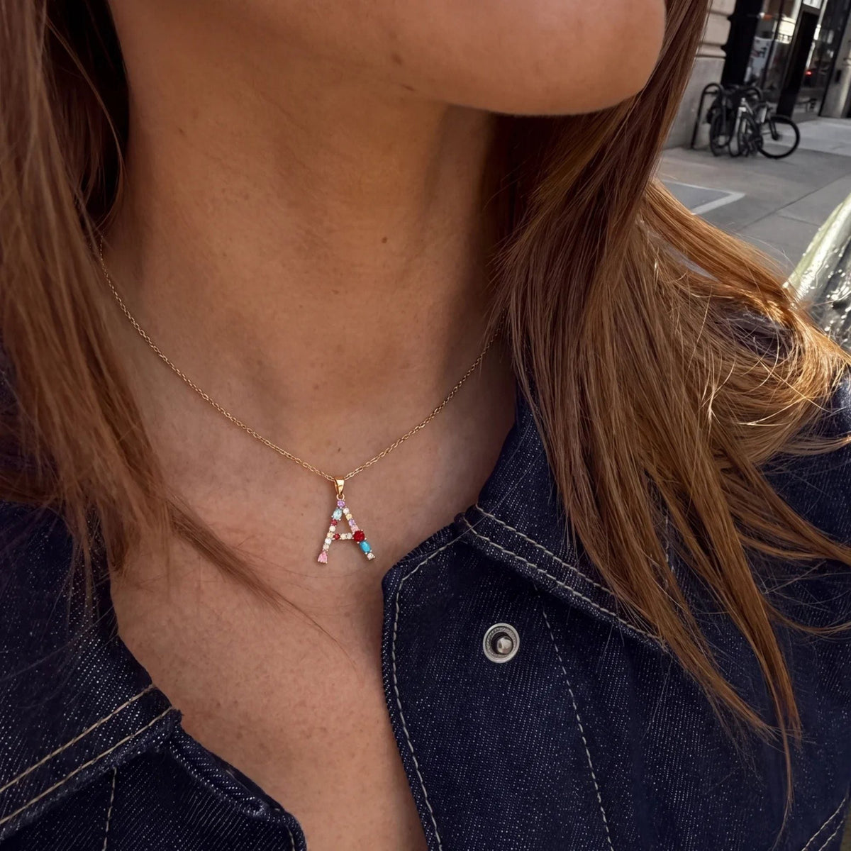 Rainbow Gemstone Initial Custom Necklace | Monrich