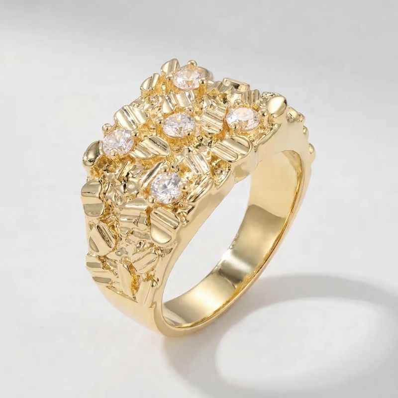 pinky ring men gold cluster