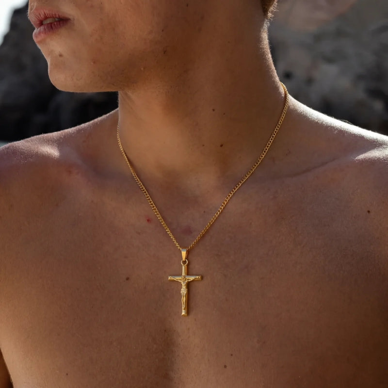 cross necklace meaning men gold chest