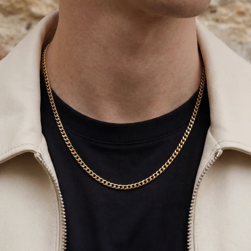 gold cuban chain men black tee craftd alternative
