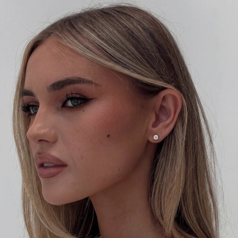 Gold Stud Earrings - Mini Tennis | Monrich